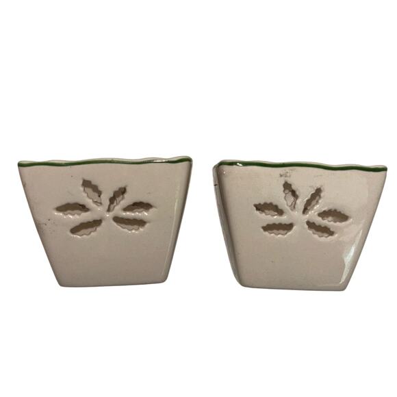 Pair of Spode Christmas Votive Candle Holder Christmas Tree Design Holiday Decor - Picture 2 of 6